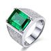 Korean Version Of Natural Emerald For Men, Fully Plated With Diamond, Green Zircon, And Colored Gemstone, Open Ring_ipsvogv.com