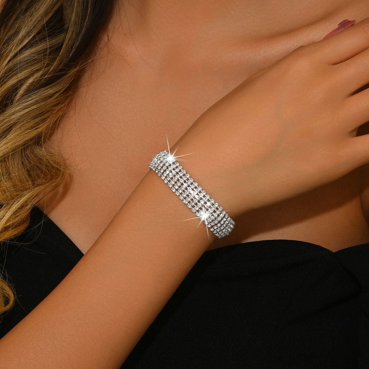 Women’s Jewelry Set Fashion Full Diamond Bracelet 6 Rows Of Clavicle Chain Cold Style Wedding Ladies Jewelry_ipsvogv.com