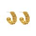 Gold-Plated Copper Lazy Style Irregular Half-Round Wrinkled High-End Minimalist Personality Earrings_ipsvogv.com