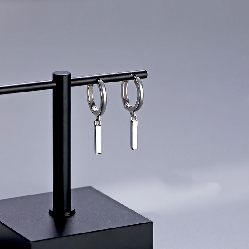 Small Silver Bar Earrings For Women, Simple And Cool Style Earrings, Niche Fashion Personality, Versatile Design,_ipsvogv.com