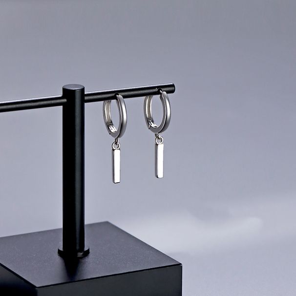 Small Silver Bar Earrings For Women, Simple And Cool Style Earrings, Niche Fashion Personality, Versatile Design,_ipsvogv.com