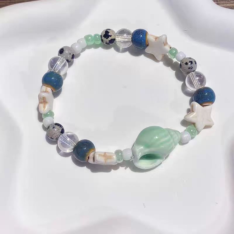 Macaron Colored Ceramic Conch Bead Niche Design, Fresh And Sweet Bracelet, Best Friend Dopamine Bracelet_ipsvogv.com