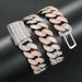 Unisex Hip Hop Necklace Rose Gold Two Tone 20mmT Square Zircon Miami Cuban Chain Men's Necklace_ipsvogv.com