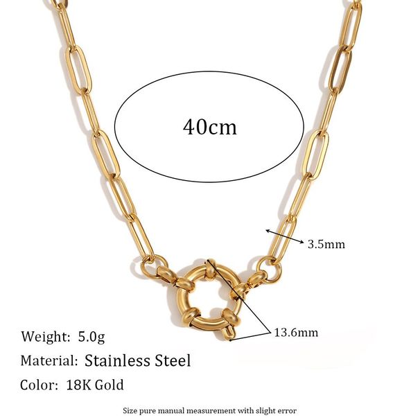 Women's Jewelry Fashion Simple Niche Blade Chain Pendant Stainless Steel Plated K Gold O Shaped NK Chain Spring Buckle Pendant Necklace_ipsvogv.com