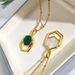 Women's Jewelry Fashion Geometric Stacked Malachite Chain Necklace_ipsvogv.com
