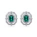 Brushed Craft Fashion Earrings S925 Silver Inlaid Octagonal Cultivated Emerald Retro Earrings_ipsvogv.com