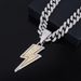 New Hip-Hop Style Purple Lightning Inlaid Diamond Cuban Chain Pendant Trendy Gold-Plated Alloy Jewelry Big Head_ipsvogv.com