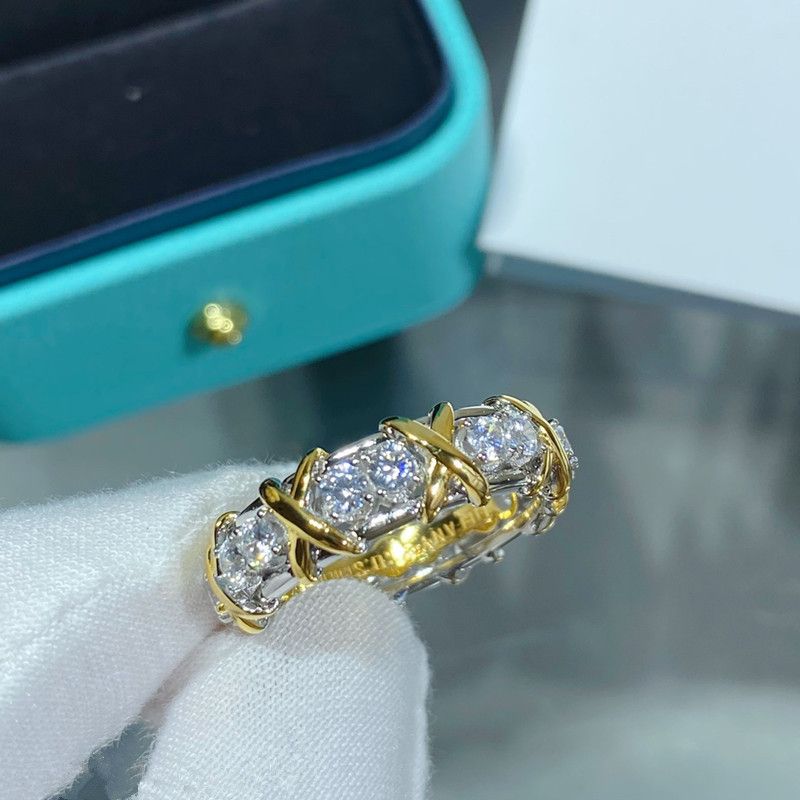 Tijia High Edition Cross Colored Split Thick Gold Plated Diamond Ring Handicraft For Men And Women_ipsvogv.com