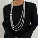 Temperament Baroque round bead long necklace Retro pearl beaded multi layer sweater chain jewelry_ipsvogv.com