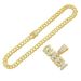 Cool splicg full diamond letter pendant Cuban necklace for men's hip-hop nightclubs, personalized short collarbone_ipsvogv.com