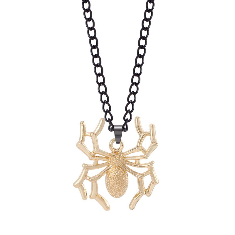 Personalized Punk Exaggerated Alloy Drip Oil Spider Bat Skull Pendant Halloween Necklace_ipsvogv.com
