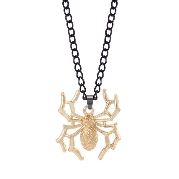 Personalized Punk Exaggerated Alloy Drip Oil Spider Bat Skull Pendant Halloween Necklace_ipsvogv.com