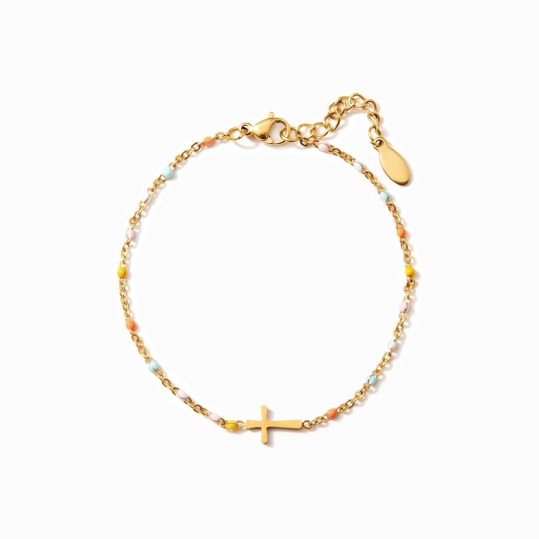 S Pure Silver Cross Bracelet For Women, Simple And Fashionable, With A Drip Oil Chain_ipsvogv.com
