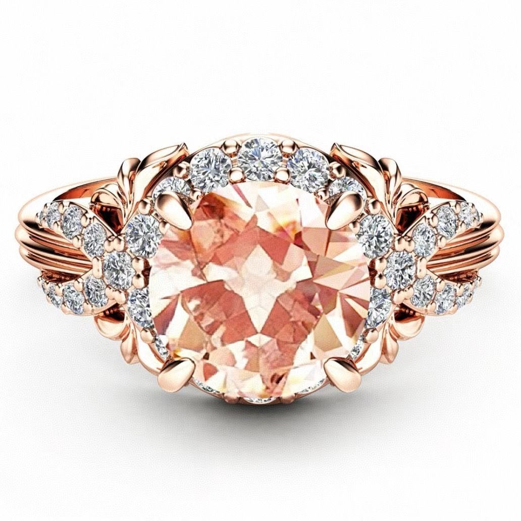 Sanjie New Exquisite Champagne Color Square Diamond Ribbon Women's Ring Jewelry_ipsvogv.com