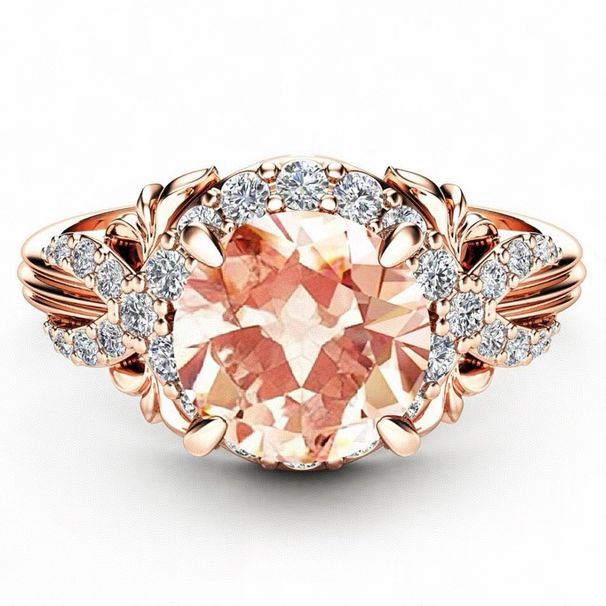 Sanjie New Exquisite Champagne Color Square Diamond Ribbon Women's Ring Jewelry_ipsvogv.com