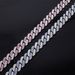 Unisex Hot Selling 14mm Diamond Pink Blue Diamond Flip Alloy Men's Necklace Encrypted Cool Hip Hop Cuban Necklace_ipsvogv.com