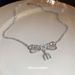 Diamond Bow Letter M Elliptical Pearl Necklace In Korea Sweet And Exquisite Collar Chain With Elegant Elegance_ipsvogv.com