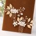 Bridal Jewelry Leaf Hair Comb Hand Woven Pearl Insert Comb Headdress Wedding Jewelry_ipsvogv.com