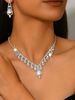 Women’s Jewelry Set Fashion Necklace Set Bridal Wedding Jewelry Full Diamond Water Drop Fashion Jewelry Earrings Bracelet Light Luxury Rhinestones_ipsvogv.com