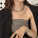 Exaggerated Metal OT Buckle Versatile Titanium Steel Thick Chain Non Fading Bracelet Necklace Jewelry Set_ipsvogv.com