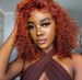 180% Density Ginger Orange Curly 13x4 Lace Front Human Hair Wigs For Women Short Bob Curly Human Hair Wigs Transparent Lace Wig_ipsvogv.com