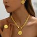 Fashion OL Round Brand Life Tree Pendant Necklace Earring Set Personalized Electroplating Ring Versatile Jewelry_ipsvogv.com