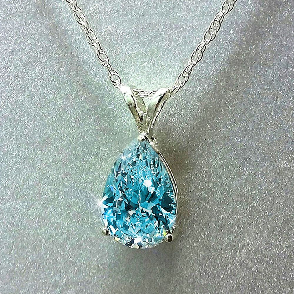 Cao Shi Fashion Jewelry Set With Diamonds And Pear Shaped Zircon Pendant, Simple Engagement Collar Necklace For Women_ipsvogv.com