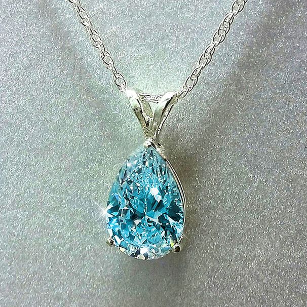 Cao Shi fashion jewelry diamond drop pear shaped Zircon Pendant simple engagement clavicle Necklace female_ipsvogv.com