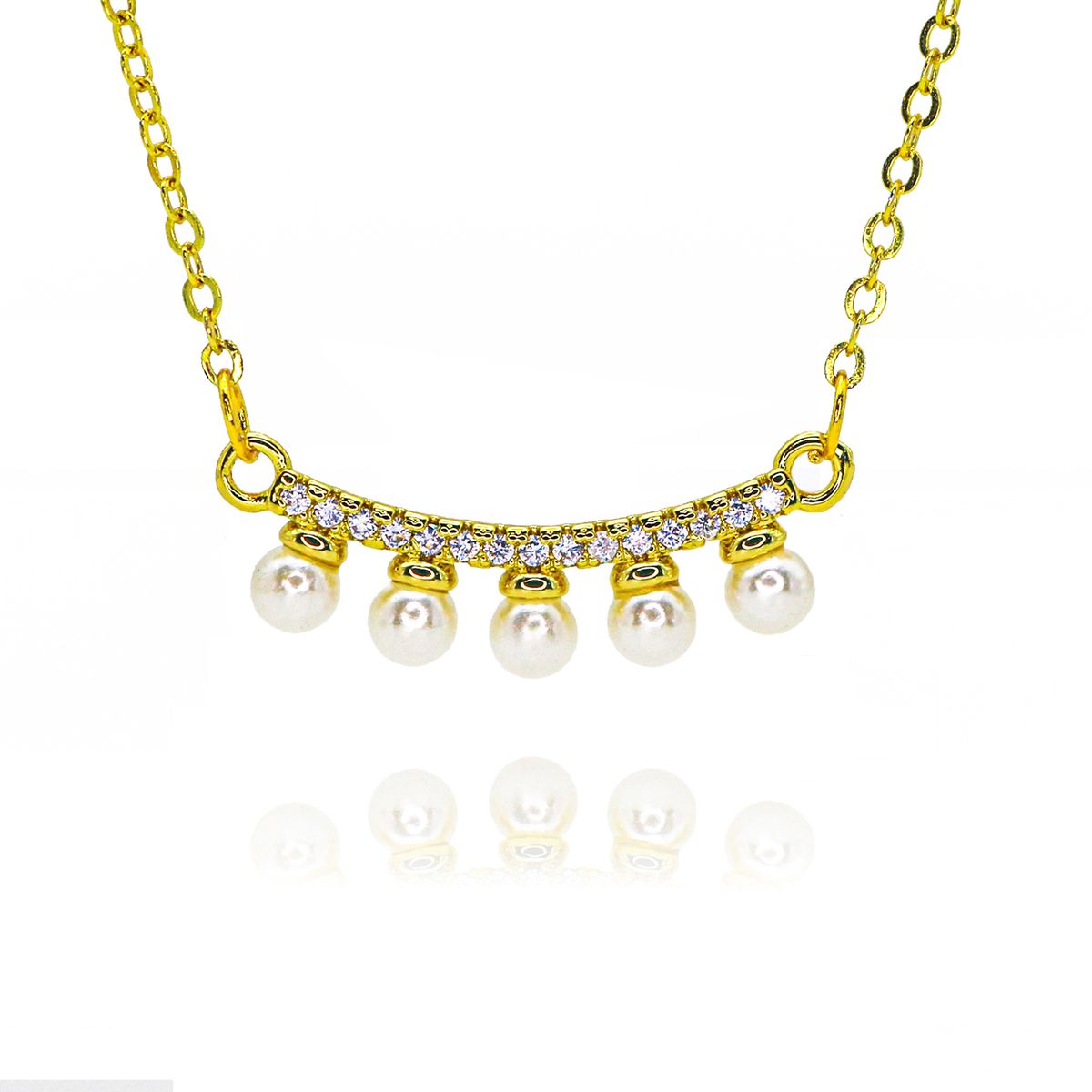 Ins Fashion Retro Popular Pearl Pendant Copper Plated Geometric Round Lace Versatile Necklace_ipsvogv.com