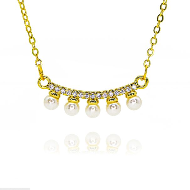 Ins Fashion Retro Popular Pearl Pendant Copper Plated Geometric Round Lace Versatile Necklace_ipsvogv.com