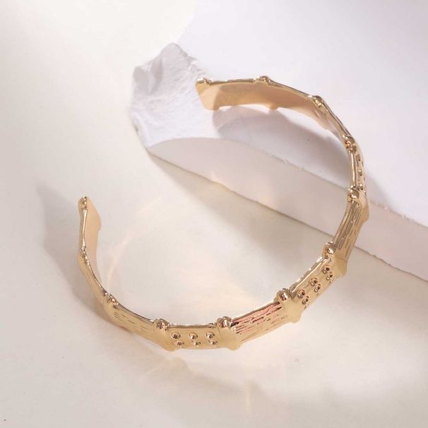 Jewelry Bamboo Joint Inlaid Creative Elegant Light Luxury Open Stainless Steel Gold-Plated Bracelet For Women_ipsvogv.com