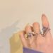 【 Collected By 1048 People 】 Purple Diamond Set Zircon Open Ring For Female Students, Adjustable Ins, Cool Style Chain,_ipsvogv.com