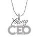 Men's Hip Hop Jewelry YOUNG CEO Pendant Necklace With Cubic Zirconia, Durable Copper Chain For Trendy Streetwear Look (Silver/Gold, 60cm)_ipsvogv.com