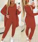 Women's fashion solid color vest + elastic waist trousers set (3-piece set)_ipsvogv.com