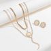Metal Geometry Point drill combination necklace earrings Female Geometry drill chain round shield metal earrings_ipsvogv.com