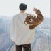 Men's Clothing Factory direct sales men's autumn and winter long sleeved lamb wool embroidery flocking cute little bear loose lazy style sweater men_ipsvogv.com
