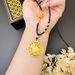 hollow Out Lucky Eight Treasure Compass Sand Gold Necklace For Women, Light Luxury And High-end Chinese Style Jewelry_ipsvogv.com