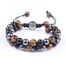 Natural Tiger Eye Agate For Men, Adjustable Woven Black Magnetic Yoga Beaded Bracelet_ipsvogv.com