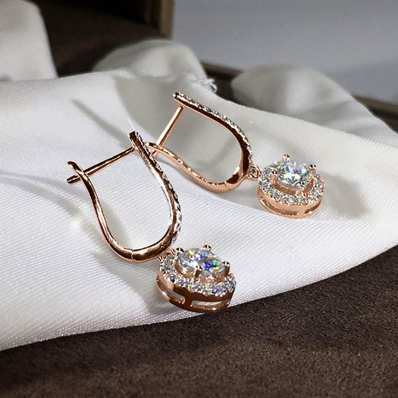 Cao Shi Fashion Two Piece Exquisite Round Shining Earrings Buckle_ipsvogv.com