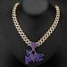 Explosive Purple NOLOVE Exaggerated Heart Crack Full Letter Pendant Diamond Cuban Necklace_ipsvogv.com