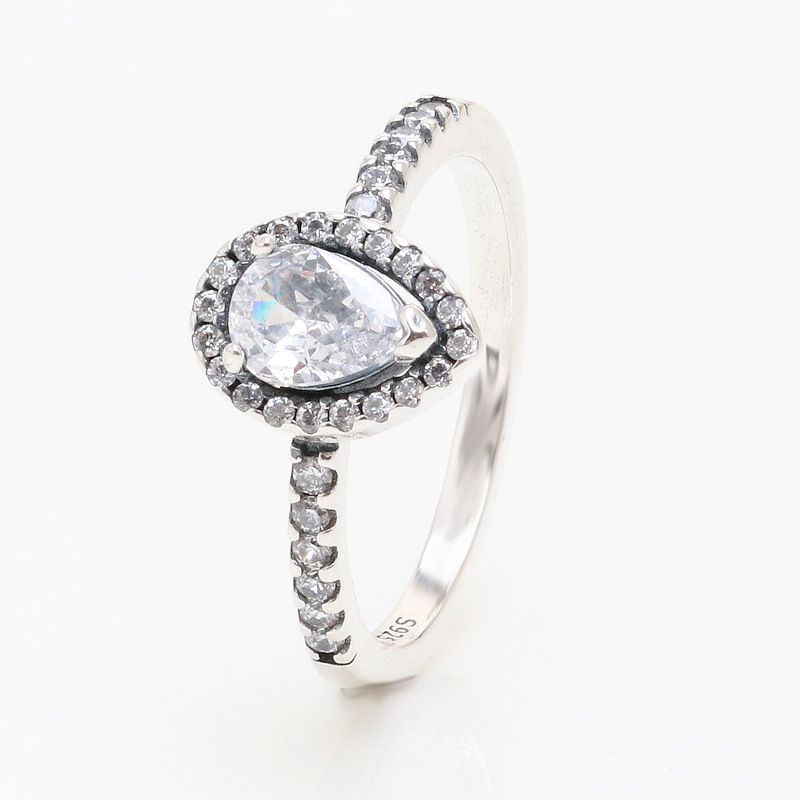 Women's Jewelry Shining Pear Shaped Halo Ring Fashionable Light Luxury Fire Pear Water Drop Diamond Ring Paper Ring Gift Surprise_ipsvogv.com