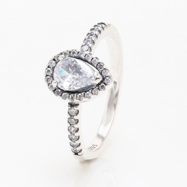 Women's Jewelry Shining Pear Shaped Halo Ring Fashionable Light Luxury Fire Pear Water Drop Diamond Ring Paper Ring Gift Surprise_ipsvogv.com