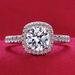 tikto Live S Silver Classic Six Claw One Carat Simulated Diamond Princess Square Bag Movable Ring Female_ipsvogv.com