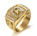 Hot Selling Hip-Hop Jewelry Titanium Steel Gold-Plated Diamond-Studded Horse Head Men's Ring_ipsvogv.com
