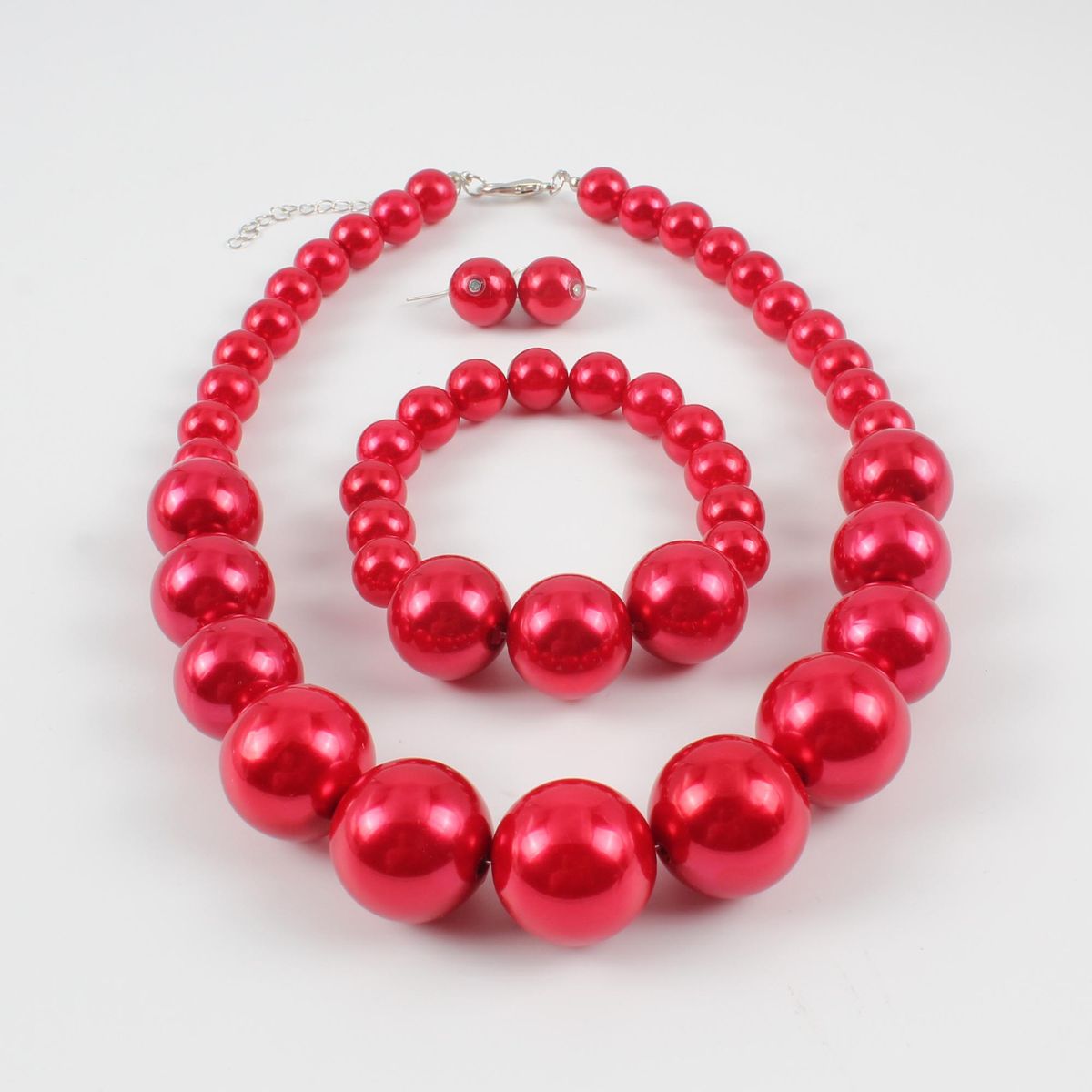 Fashion Simple and Exaggerated Pearl Necklace Three Piece Bride Set 8890_ipsvogv.com