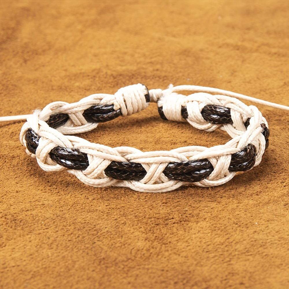 1 Simple Fashionable Wax Rope Hand Woven Leather Bracelet Suitable For Halloween Men And Women_ipsvogv.com