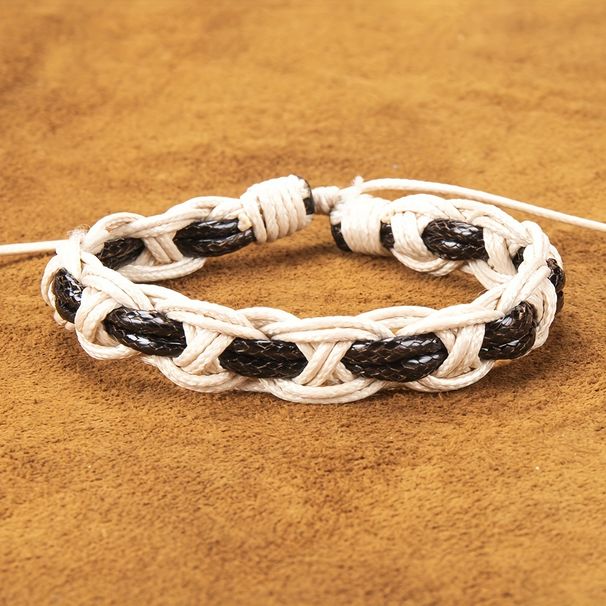 1 Simple Fashionable Wax Rope Hand Woven Leather Bracelet Suitable For Halloween Men And Women_ipsvogv.com