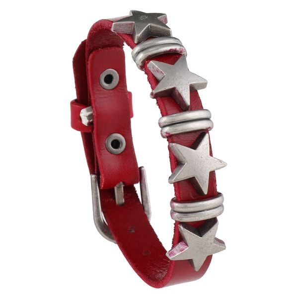 Hot Selling Men's Personality Street Punk Style Five-Pointed Star Leather Bracelet Christmas Accessories_ipsvogv.com