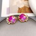 New Ins exquisite and compact inlaid gradient glass earrings with personalized Western style ear accessories_ipsvogv.com