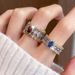dual Tone Gold Woven Lace Italian Inlaid With Red Zircon Ring, Unique And Niche, Open Mouth Ring For Women , Niche,_ipsvogv.com